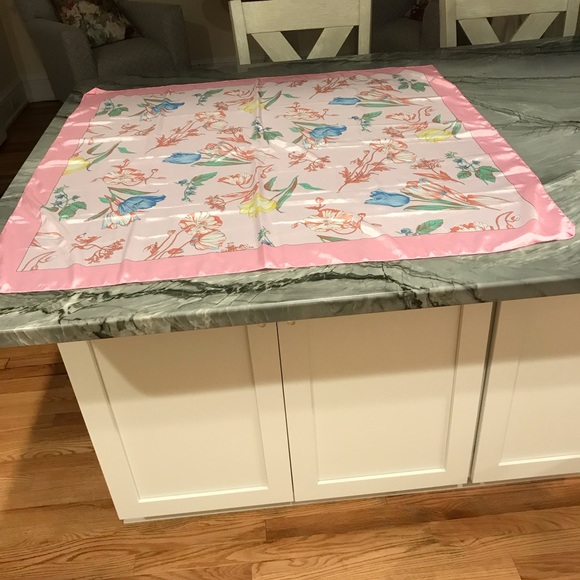 JP Collection Womens Scarf Pink Blue Yellow Italy Square Vintage Estate 34x34. - Picture 1 of 7